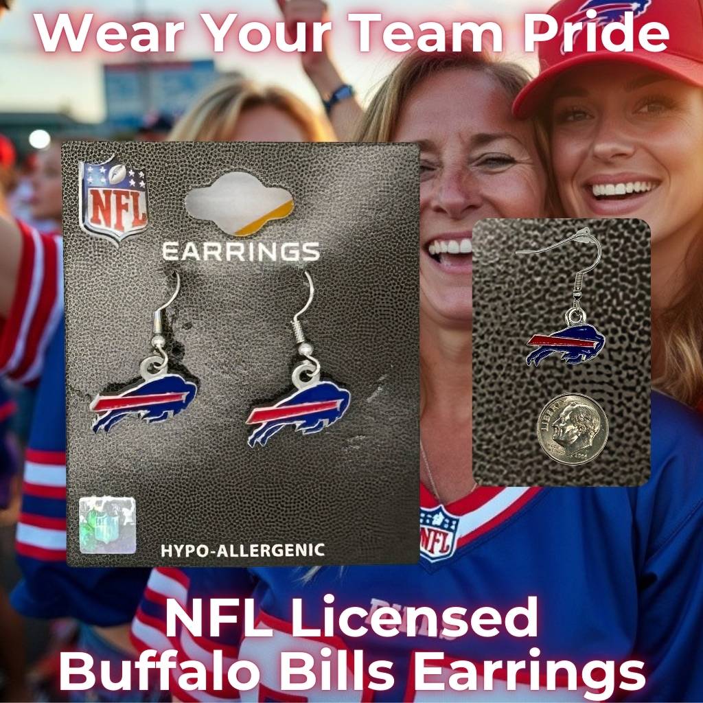 Buffalo Bills Logo Dangle Earrings, stylish and unique Bills gifts for fans.