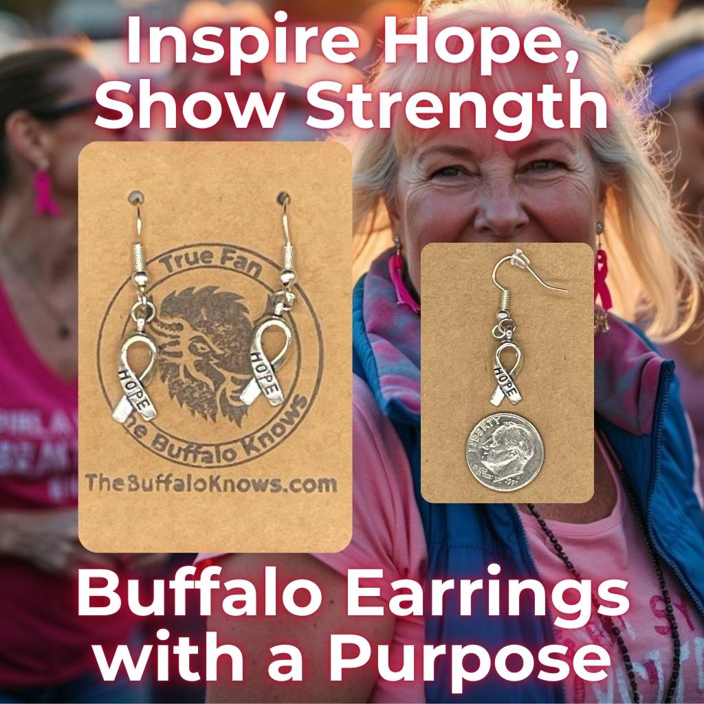 Buffalo Earrings with Hope Charm, uplifting and unique Bills gifts for fans.
