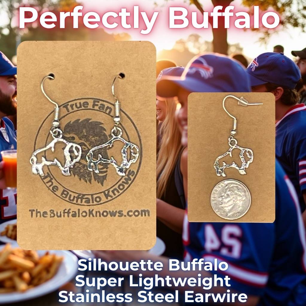 Buffalo Earrings with Silhouette Charm, elegant and unique Bills gifts for fans.