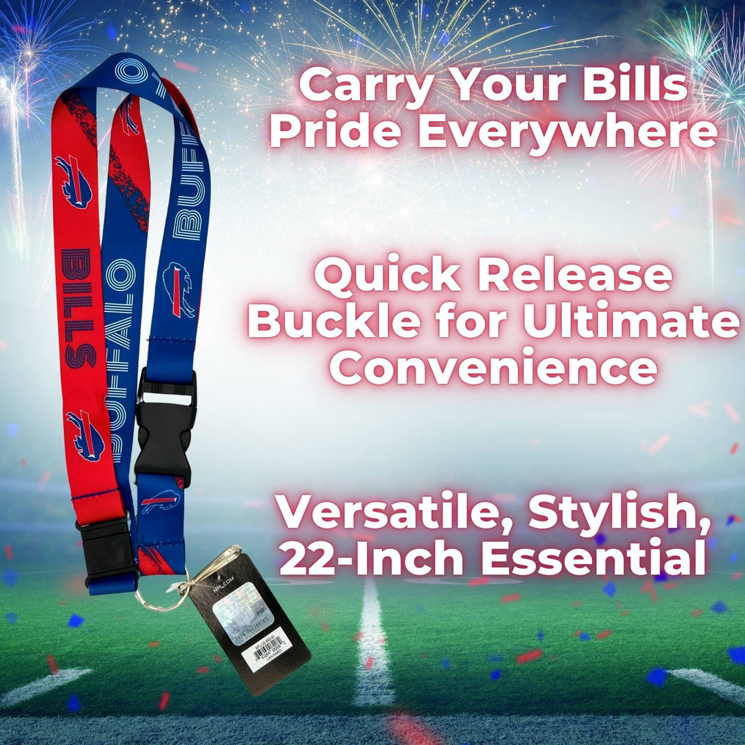 Buffalo Bills Lanyard, 22-inch with Quick Release Buckle. Official NFL accessory for fans to show Bills pride daily or on game day.