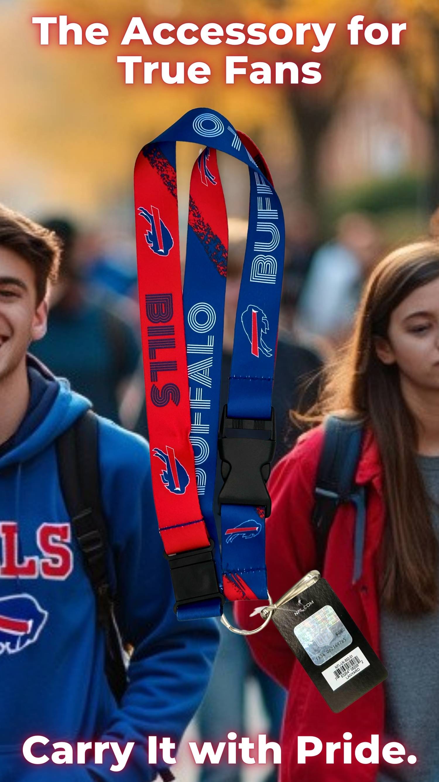 Buffalo Bills Crossfade Lanyard – proudly display your team loyalty with this vibrant Bills lanyard, ideal for dedicated fans and everyday use.