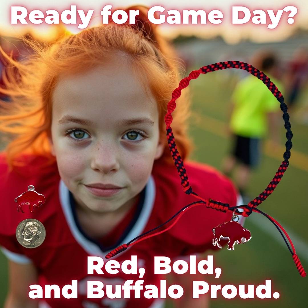 Buffalo Bracelet with Red Buffalo Charm, a stylish and unique Bills gift for fans.
