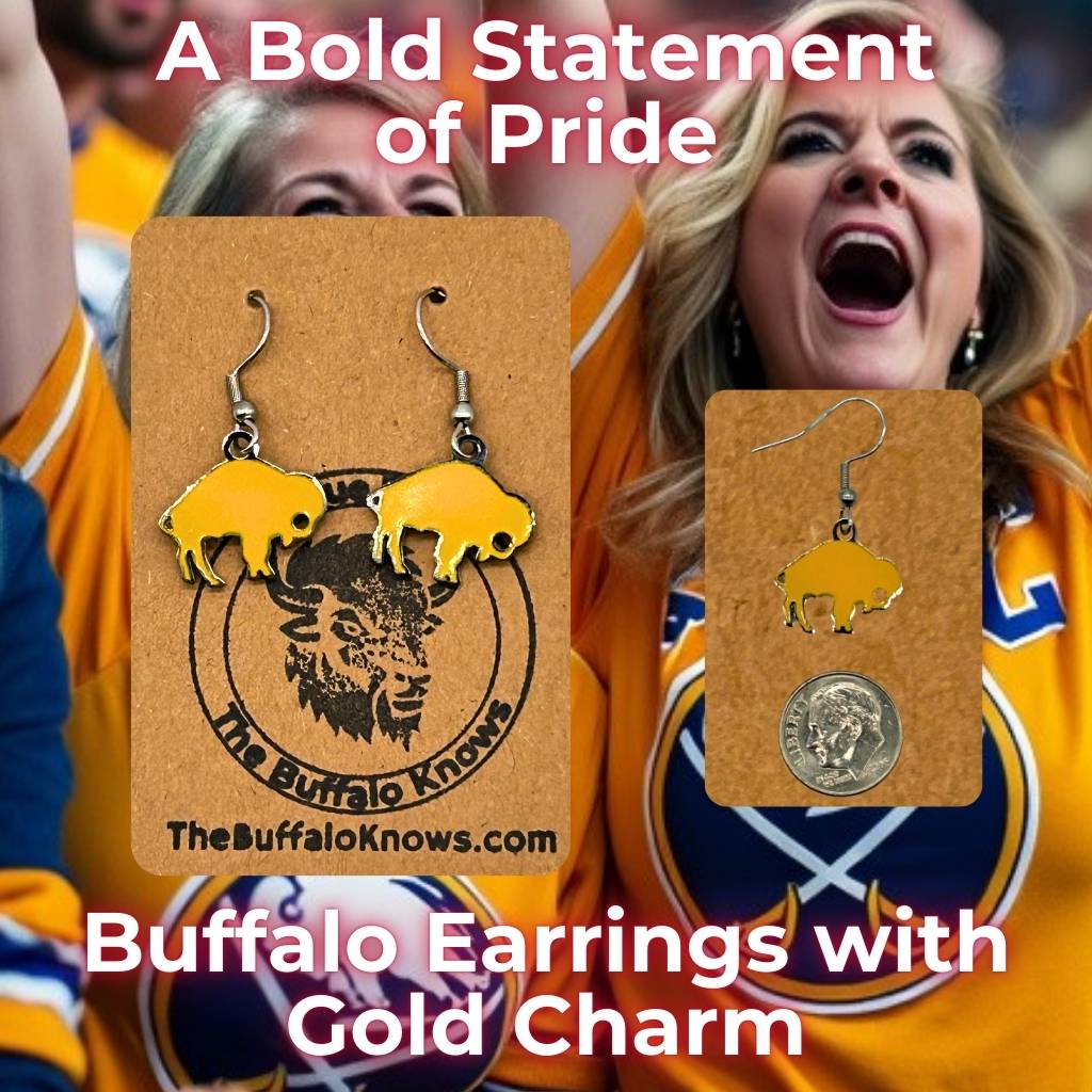 Buffalo Earrings with Gold Charm, elegant and unique Bills gifts for fans.