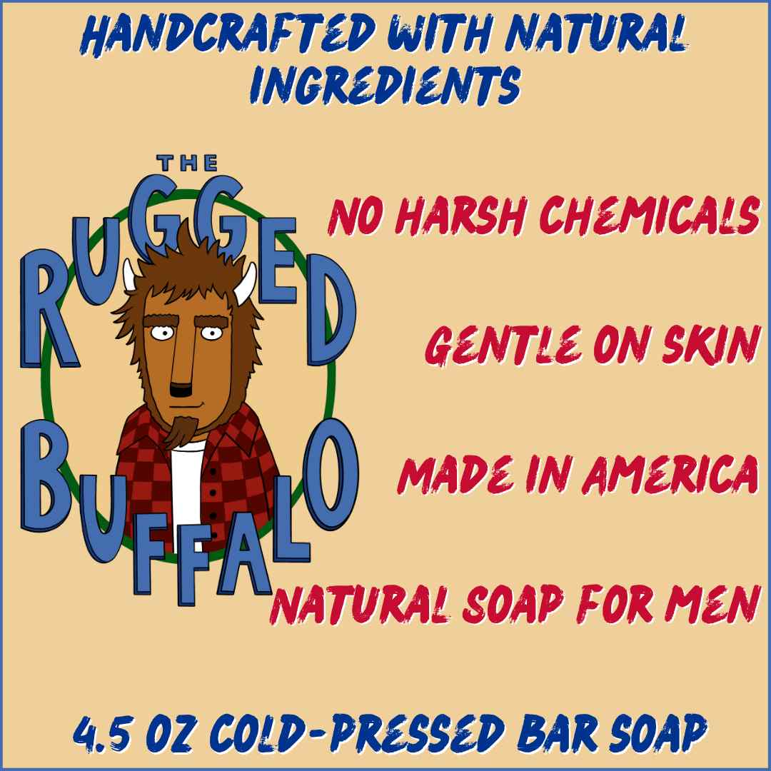 Rugged Buffalo men's soap, crafted with natural ingredients and designed to embody the spirit of Buffalo, perfect for the ultimate Buffalo Bills fan. Mobile