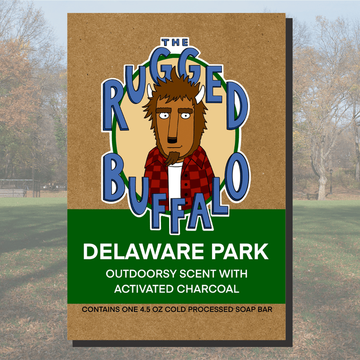 The Rugged Buffalo Soap – Delaware Park, natural men’s soap for a rugged and refreshing cleanse, ideal as a unique Buffalo Bills gift.