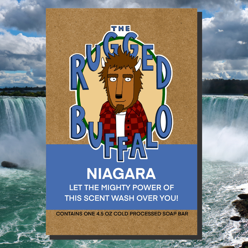 The Rugged Buffalo Soap – Niagara, natural men’s soap for a refreshing and invigorating cleanse, ideal as a unique Buffalo Bills gift.