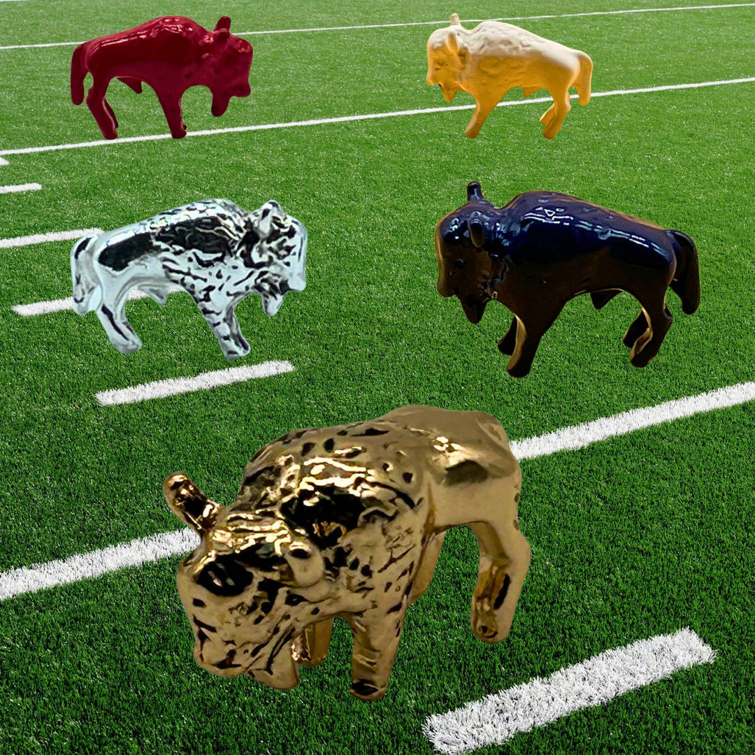 Buffalo-themed figurines, a unique Buffalo Bills gift and collectible.