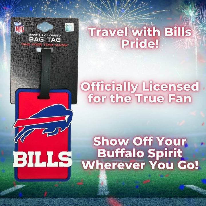 Buffalo Bills Soft Luggage Tag with official logo, designed for the ultimate fan. Durable and stylish travel accessory to highlight team loyalty on the go.