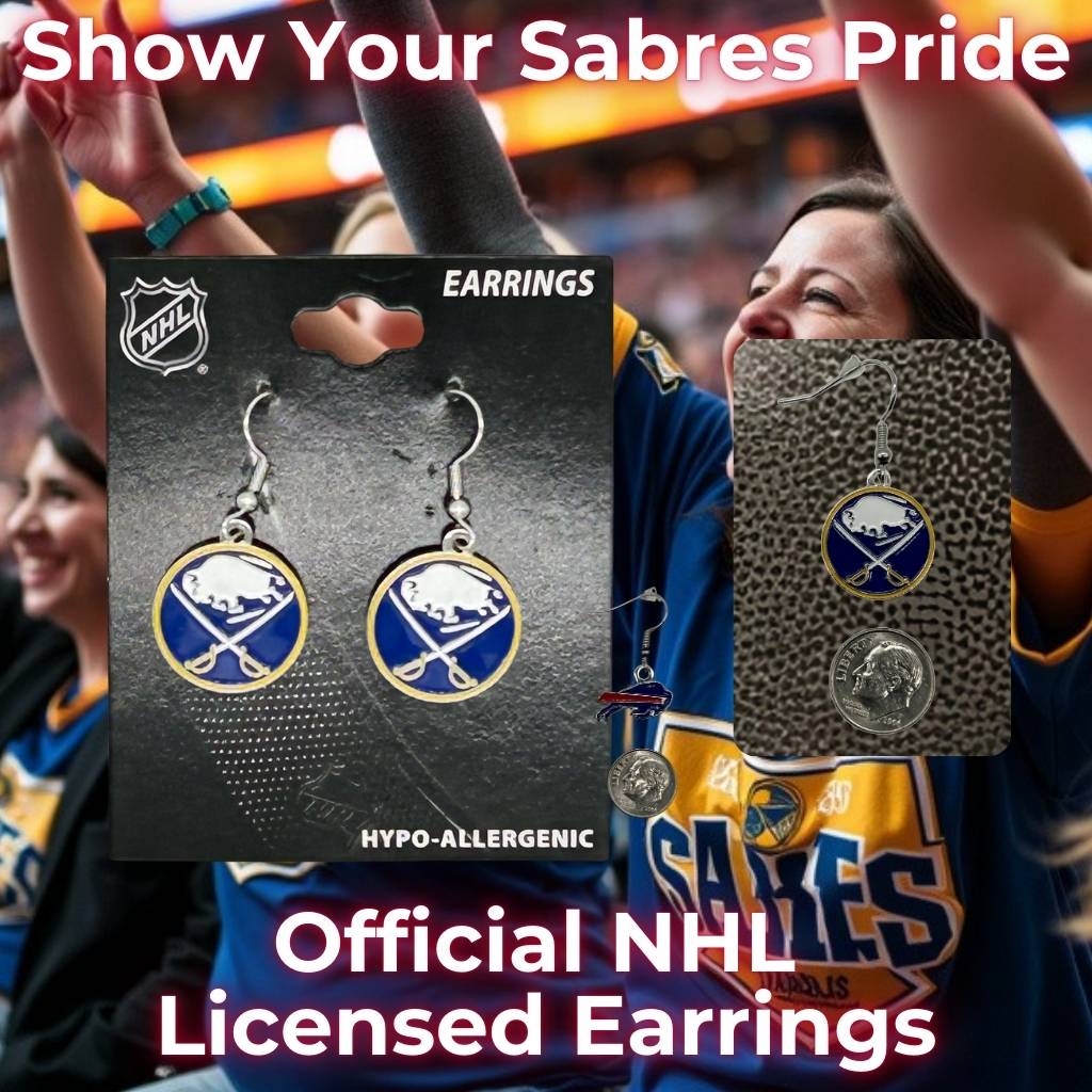 Buffalo Sabres Logo Dangle Earrings, stylish and unique gift for fans.