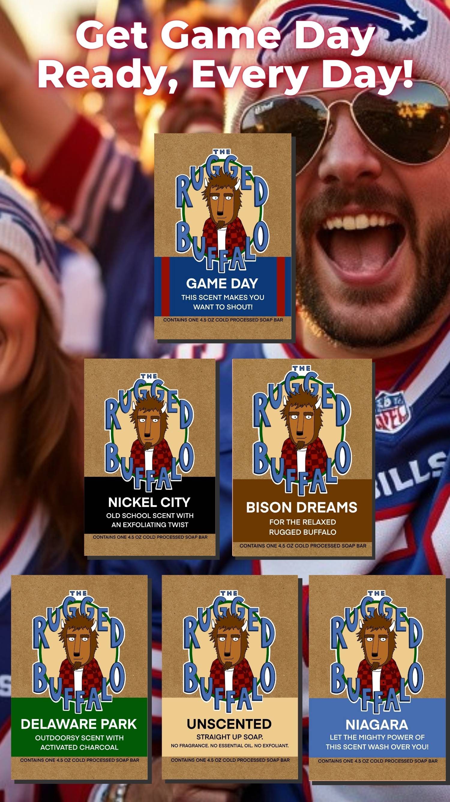 Rugged Buffalo Soap collection for Bills fans – Game Day freshness with scents like Niagara, Delaware Park, and Nickel City. Show your Buffalo pride every day with these exclusive soaps.