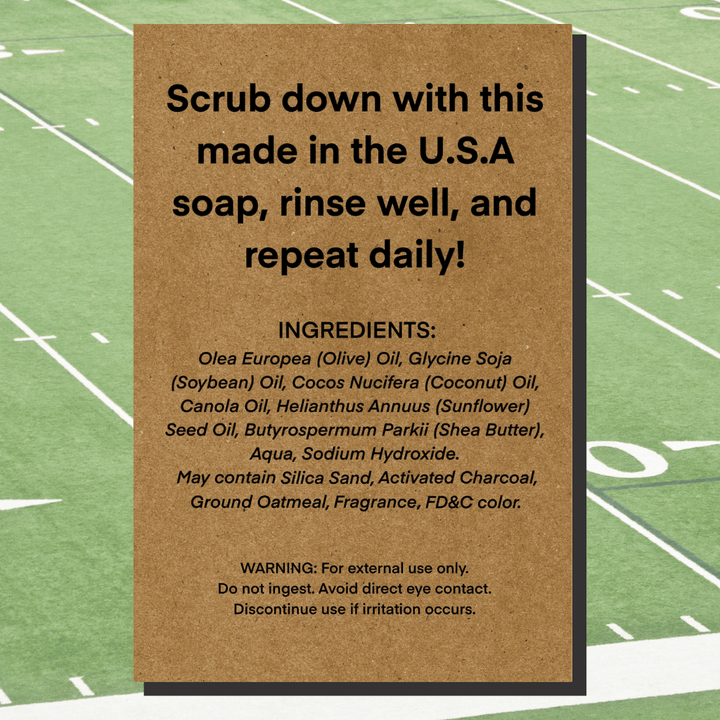 Ingredients for Game Day natural men's soap - a vibrant and energetic scent Bills Mafia loves!