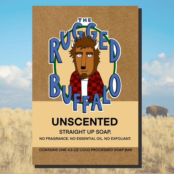 The Rugged Buffalo Soap – Unscented, natural men’s soap ideal for sensitive skin and a unique Buffalo Bills gift for a pure, rugged cleanse.